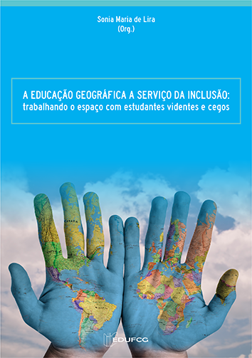 A capa possui um céu de fundo e em primeiro plano duas mãos com o mapa mundi  pintado em suas palmas.