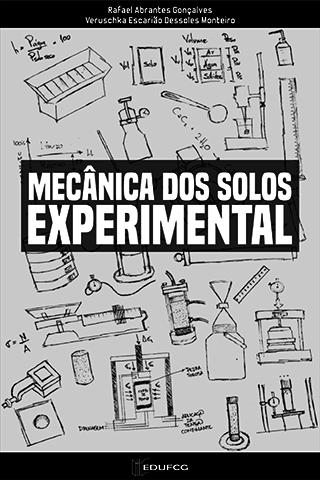 A Capa possui fundo cinza com desenhos de equipamentos de laboratório de geotécnica.